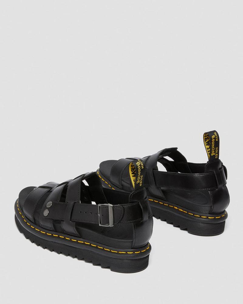 Dr Martens Terry Leren Gladiator Sandalen Dames Zwart | NL 488LIS